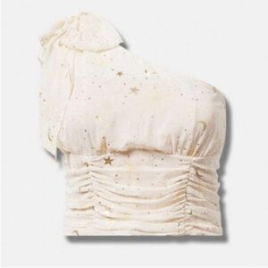 Chiffon Celestial One Shoulder Crop Top